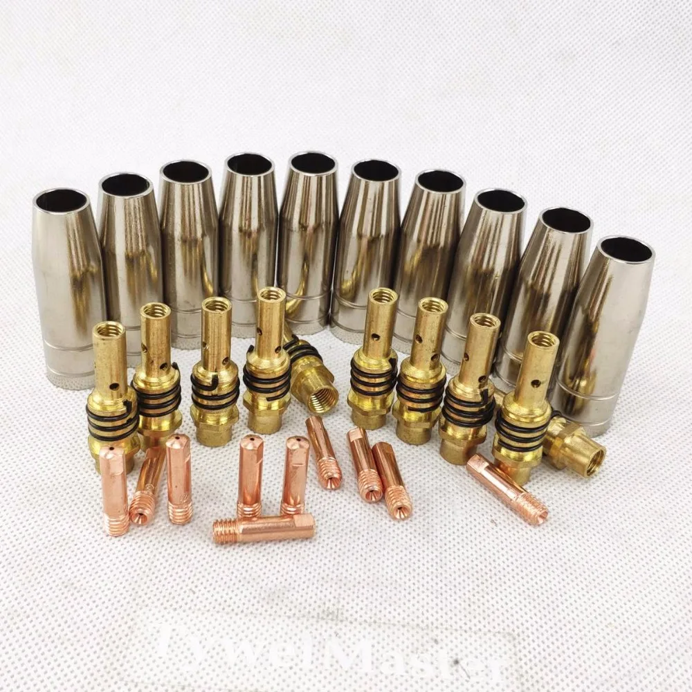 15AK Torch/Gun Consumables 30pcs MIG Torch Gas Nozzle/Tips/Holder for MIG/MAG Welding Machine