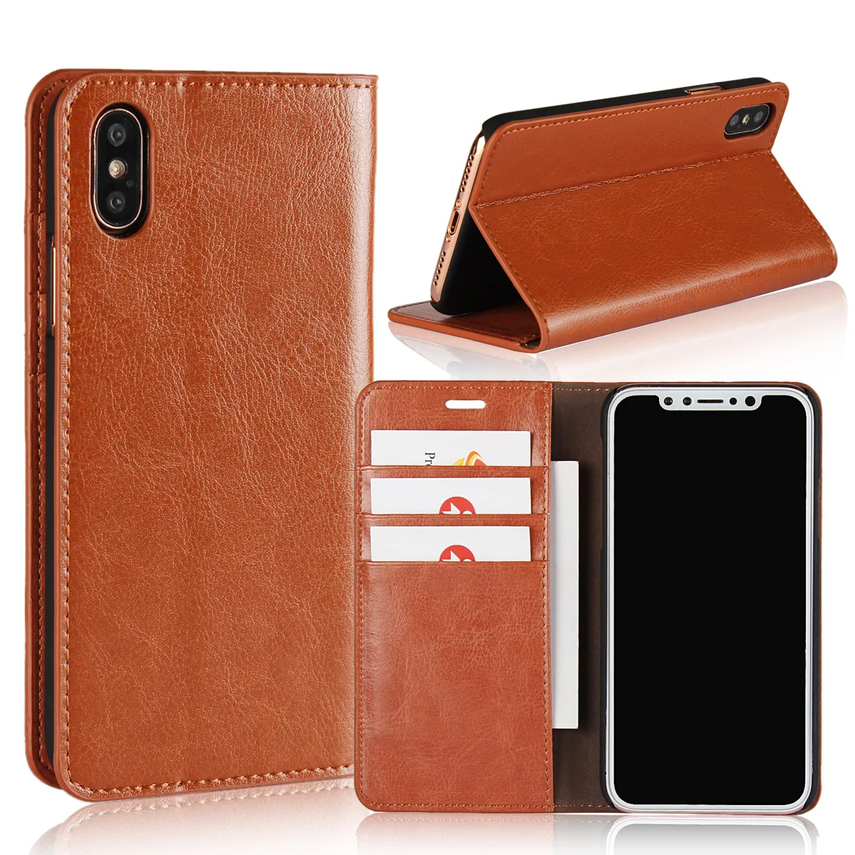 

Genuine Leather Case High Quality for Apple Iphone X 8 7 Plus Flip Cover for Iphone X IphoneX Case Business Wallet Style Cover