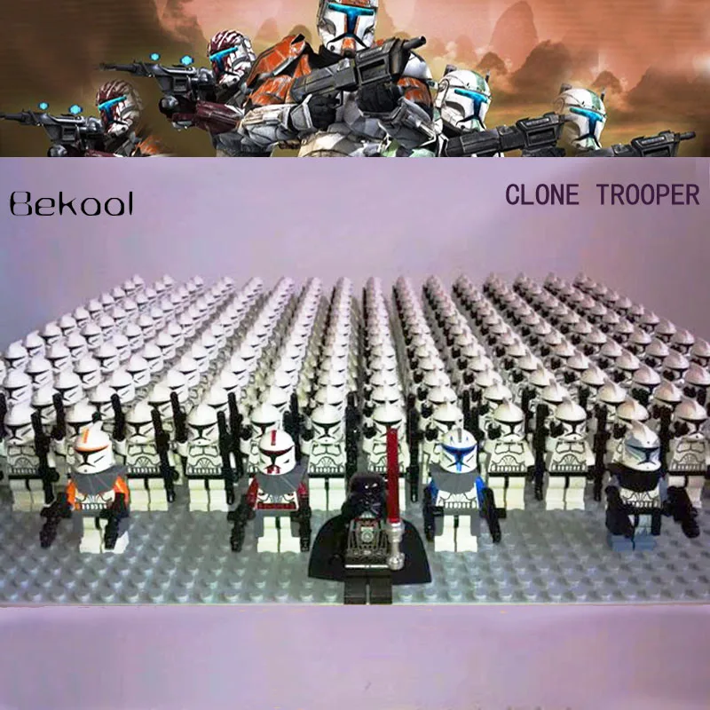 

21PCS/LOT Wolfpack Clone Trooper Commander Wolffe NEW Star Wars SW330 SW331 mini figures compatible legoe 7964 block kids toy