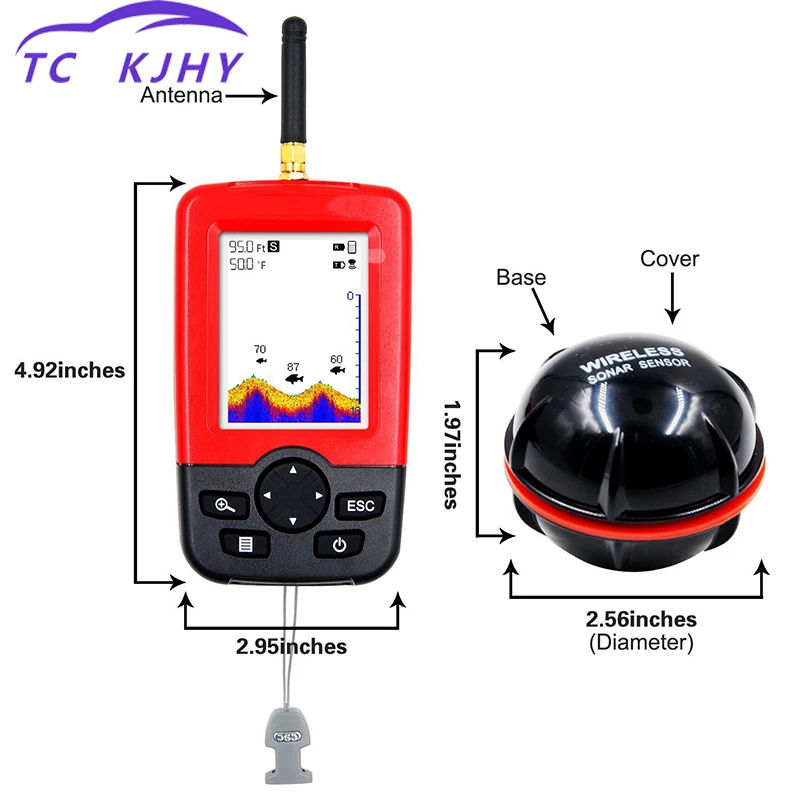 

Wireless Plastic Marine GPS Depth Locator Ocean Boat Alarm Fish Detector Fish Detector LCD Boat Finder Transducer Display