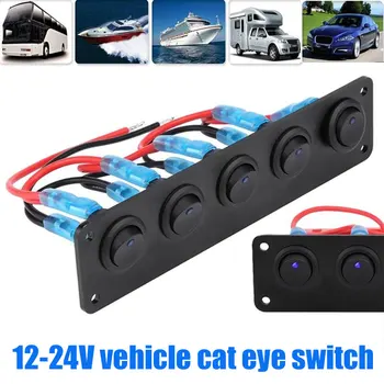 

12V/24V 5 Gang On/Off LED Rocker Switch Panel Car Marine Boat Circuit