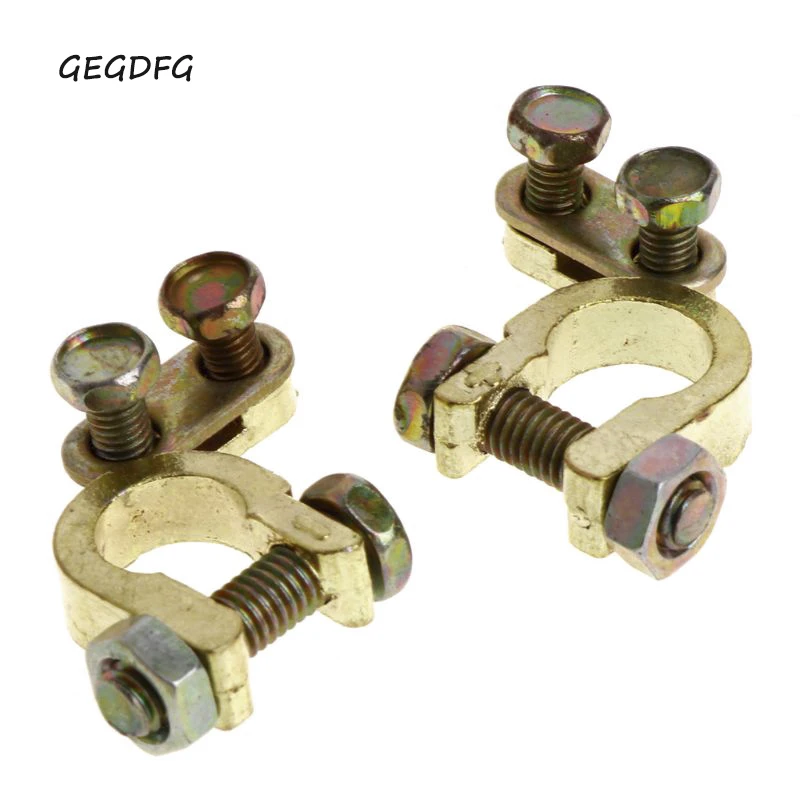 

2Pcs Durable Replacement Auto Car Battery Terminal Clamp Clips Brass Connector