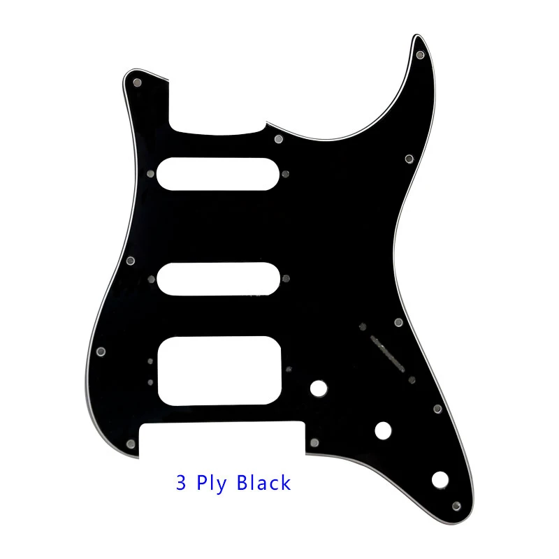 Pleroo аксессуары для гитары strat накладка HSS для электрогитары с 11 винтами для Fender Deluxe Stratocaster Floyd Rose Bridge Cut st guitar ra - Цвет: 3 ply black