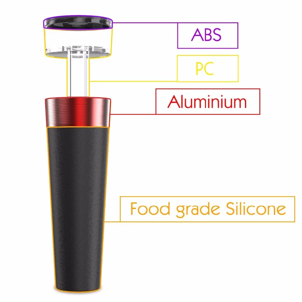 Алюминиевая вакуумная пробка для бутылки вина, многоразовая, все в одном, Натуральная пробка, насос, уплотнитель для герметичной барной посуды