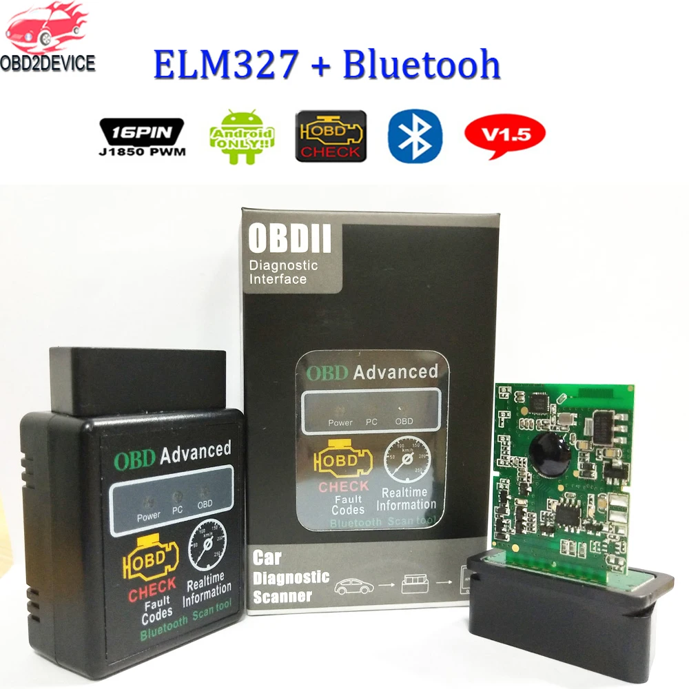 1 шт. HH OBD ELM327 V1.5 ELM327 Bluetooth диагностический сканер Расширенный OBDII ELM327 v2.1 V1.5 OBD2 Интерфейс