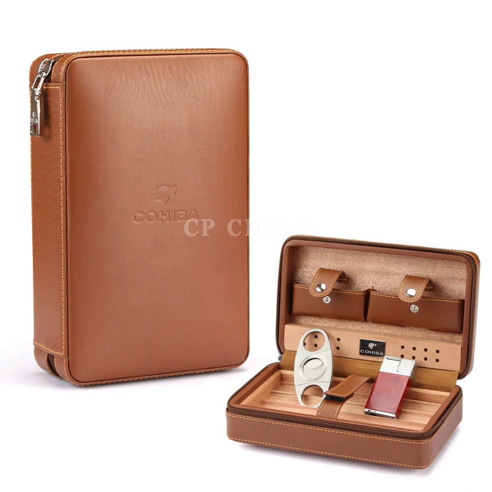 Aliexpress.com : Buy COHIBA Leather Cigar Case Cedar Cigar Travel