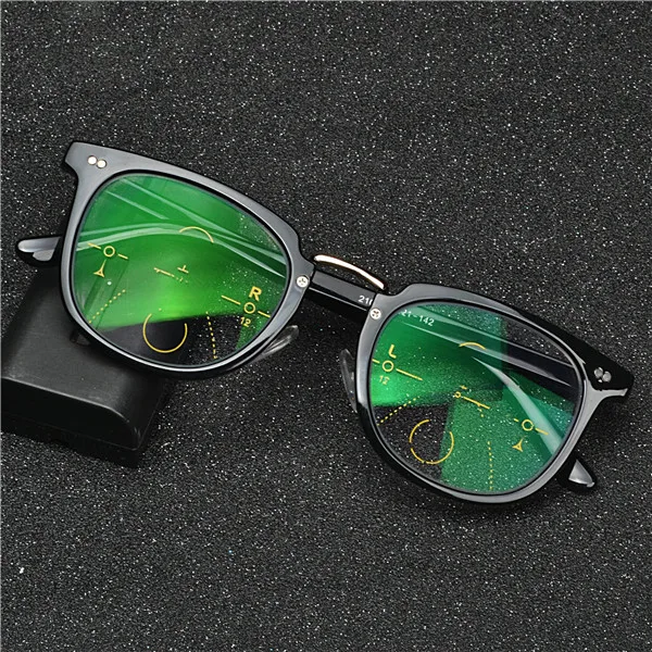 Брендовые прогрессивные очки для чтения с мультифокальными линзами, мужские очки для дальнозоркости, бифокальные очки, солнечные фотохромные очки FML - Цвет оправы: black