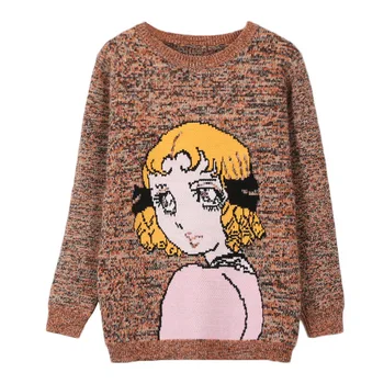 

Winter Runway Sweater Women Luxury Brand Design Elegant Multi Color Sweet Cartoon Loose Warm Knitted Sweaters Pullovers Tops New
