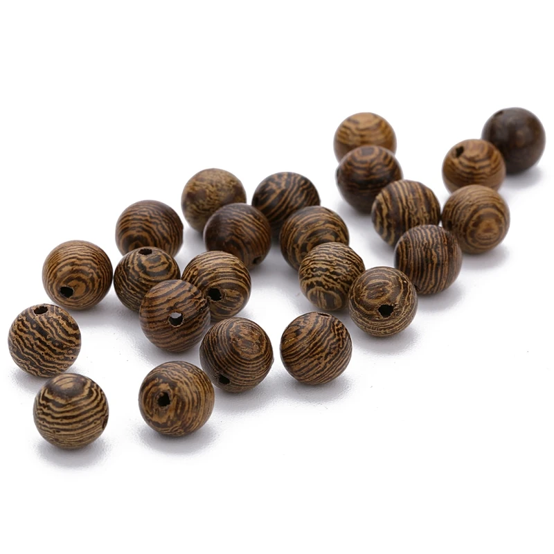 100pcs/lot Natural Striped Wooden Beads 8.5mm Round Wood Spacer Fit for bracelet necklace DIY jewelry Making Findings | Украшения и