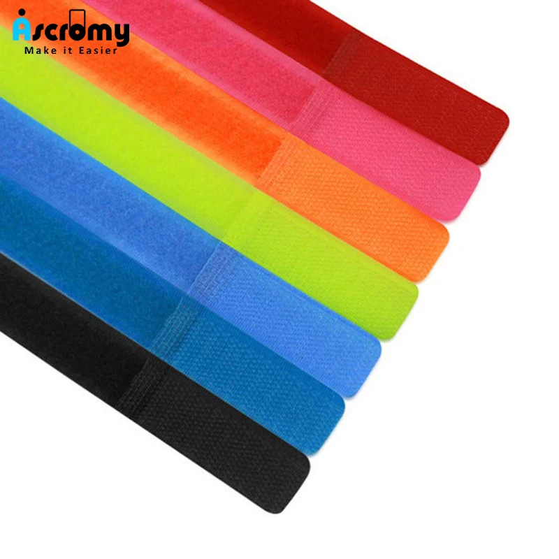 

Ascromy 100PCS Reusable Fastening Cable Ties Management Straps For Computer Charger TV PC Cables Organizer Wraps Cable Winder