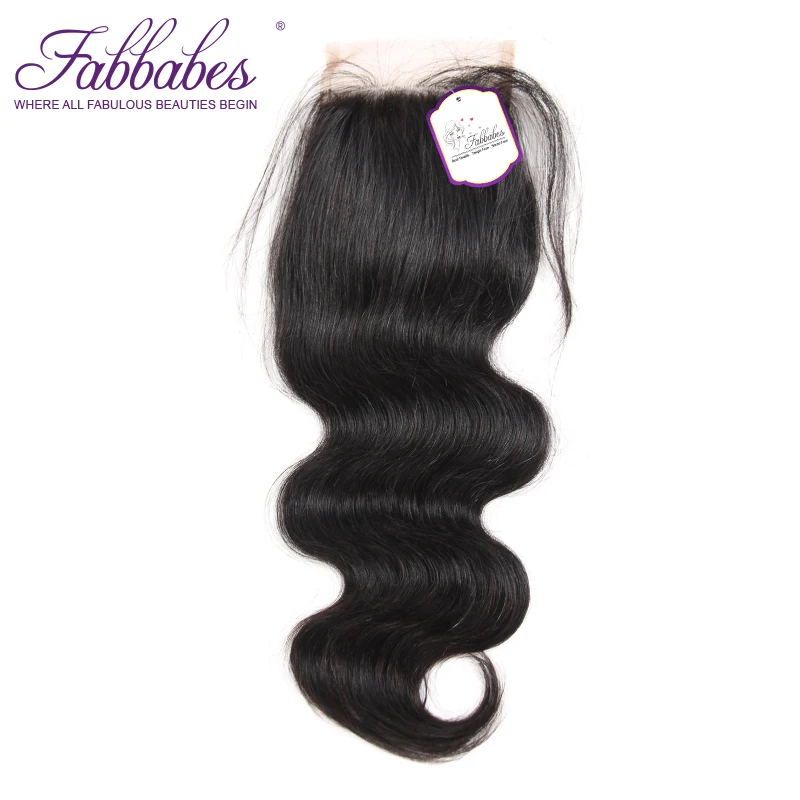 Fabbabes волос Бразильский объемная волна Закрытие 4*4 бесплатно и средняя часть 120%