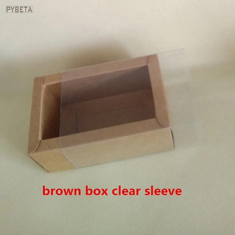 20 шт. несколько размеров матовый рукав ящика Tpye бумажные коробки Прозрачная крышка Ремесло мыло ручной работы в коробке для свадьбы праздничная подарочная упаковка - Цвет: brown clear sleeve