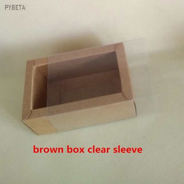 20pcs Frosted Sleeve Kraft Paper Drawer Boxes Clear Sleeve Black White