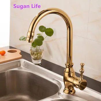 

Sugan Life Kitchen Swivel Brass Faucets Bathroom Faucet Sink Basin Mixer Tap Antique Golden