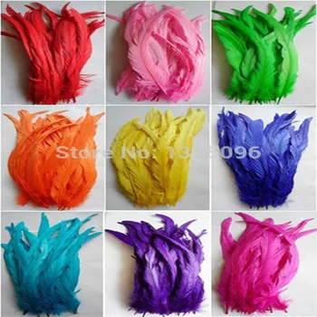 

Wholesale 100pcs a lot 12-14inches/30-35cm Multi-Colors Dyeing Loose Rooster Tail Feathers For Dress/Hats Trims