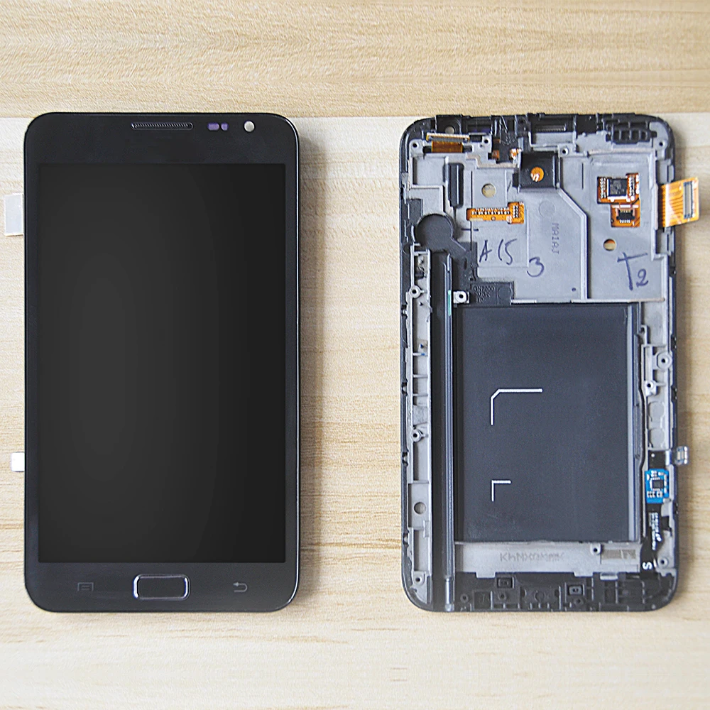 Goede Sinbeda Super AMOLED Voor SAMSUNG GALAXY Note i9220 N7000 Lcd Touch Screen Digitizer Vergadering Met Frame + Home Button