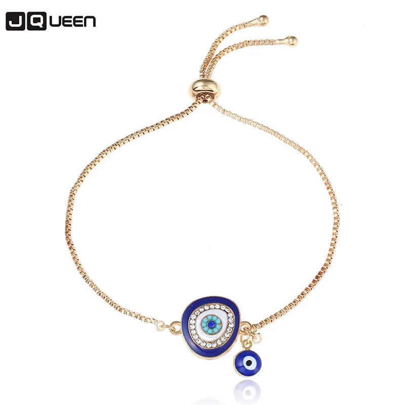 

2018 Turkish Lucky Blue Crystal Evil Eye Bracelets For Women Handmade Gold Chains Lucky Jewelry Bracelet Female