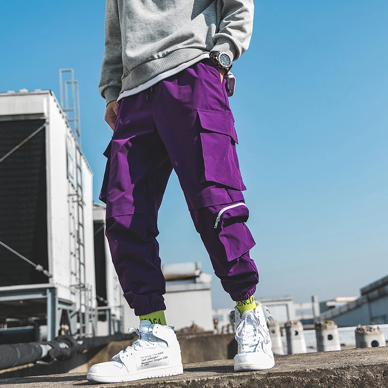 black and purple joggers