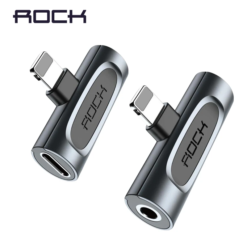 Адаптер ROCK OTG для iPhone Lighting to 3 5 мм Splitter Adapter 2 в 1 разъем наушников X Xr Xs Max 8 7 |