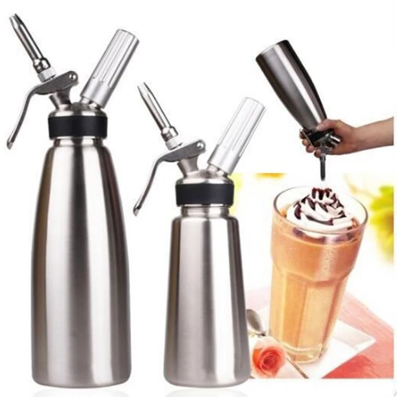 

Fresh European Fancy Style Whip Dessert Cream Butter Dispenser Whipper Foam Maker Silver 12pcs package 500ML 1L