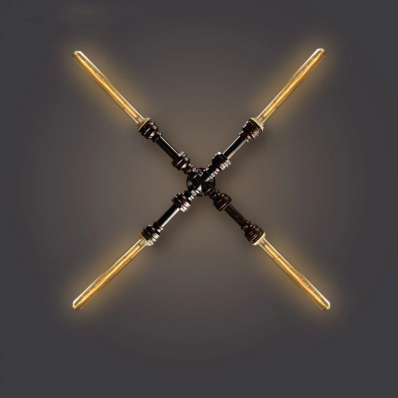 Loft Retro Industrial Pipe Wall Lamps Fixtures Vintage LED Wall Lights Designers Wall Sconces Arandela Antique Brass Finish B32