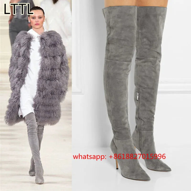 Lttl 2016 mujeres de invierno botas negro gris matorrales botas largas Moda  Sexy Punta estrecha Thin Tacones Altos Para Mujer botas Sobre La Rodilla  botas|boots gold|boot australiaboots footwear - AliExpress