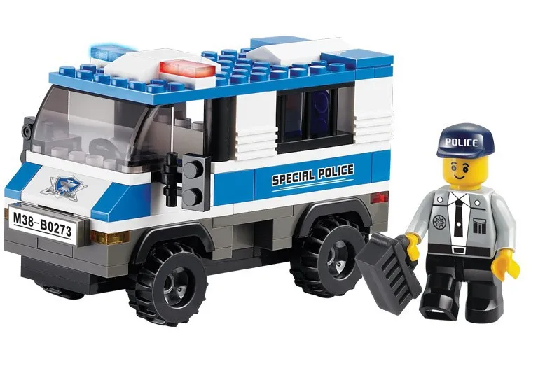 Free shipping educational toy 3d plastic city police car building model assembled block children boy creative