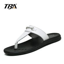 TBA Белый Коровы Верхней PU Стельки Резиновая Подошва мужские Шлепанцы Дизайн Одежды Металл Тонкий Мужской Досуг Тапочки 5980