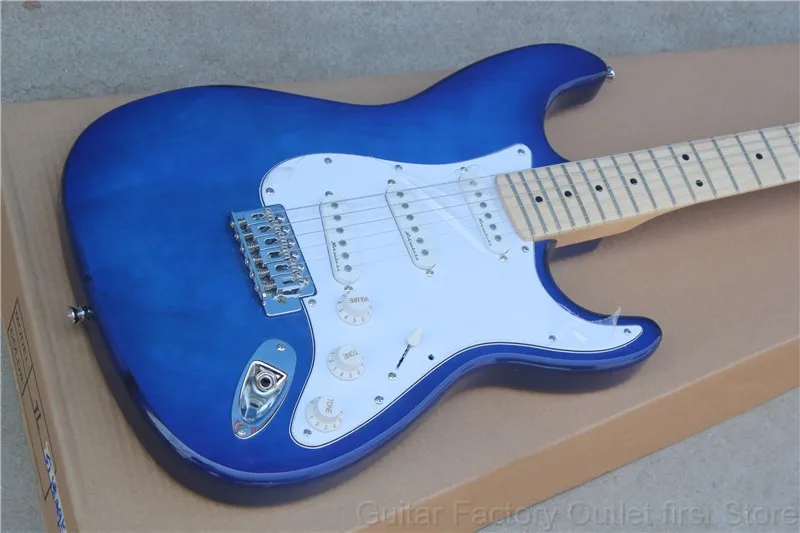 

Factory store blue burst blue headstock ST maple fretboard 6 string Electric Guitar