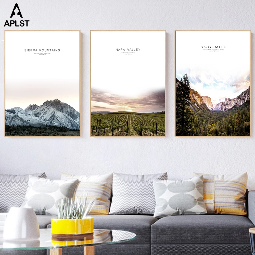 

Sierra Mountain Canvas Prints Napa Valley Wall Poster Yosemite National Park California Printing on Canvas Artwork Home Decor