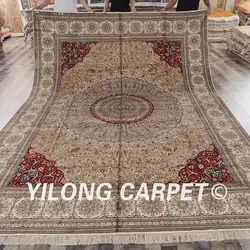 Yilong 9'x12 чистого шелка orient коврики большой красный оверсайз восточные шелковые ковры (SCH034A9x12)