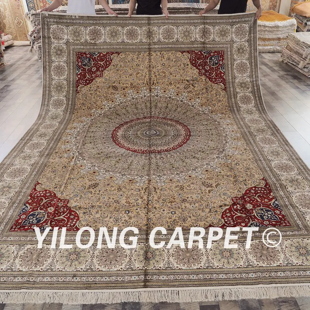 Yilong 9'x12' pure silk orient area rugs large red oversize oriental