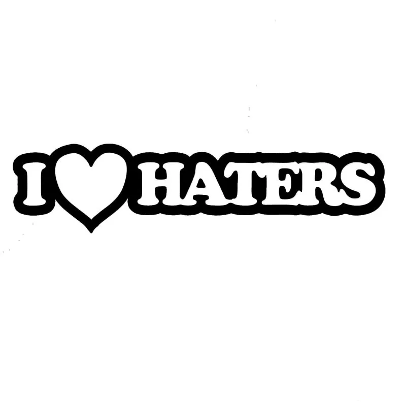 15*3.5CM I LOVE HATERS Cute Car Graphics Stickers Rear Windshield  Accessories Classic Car Styling Decals Black/Silver C9-0102