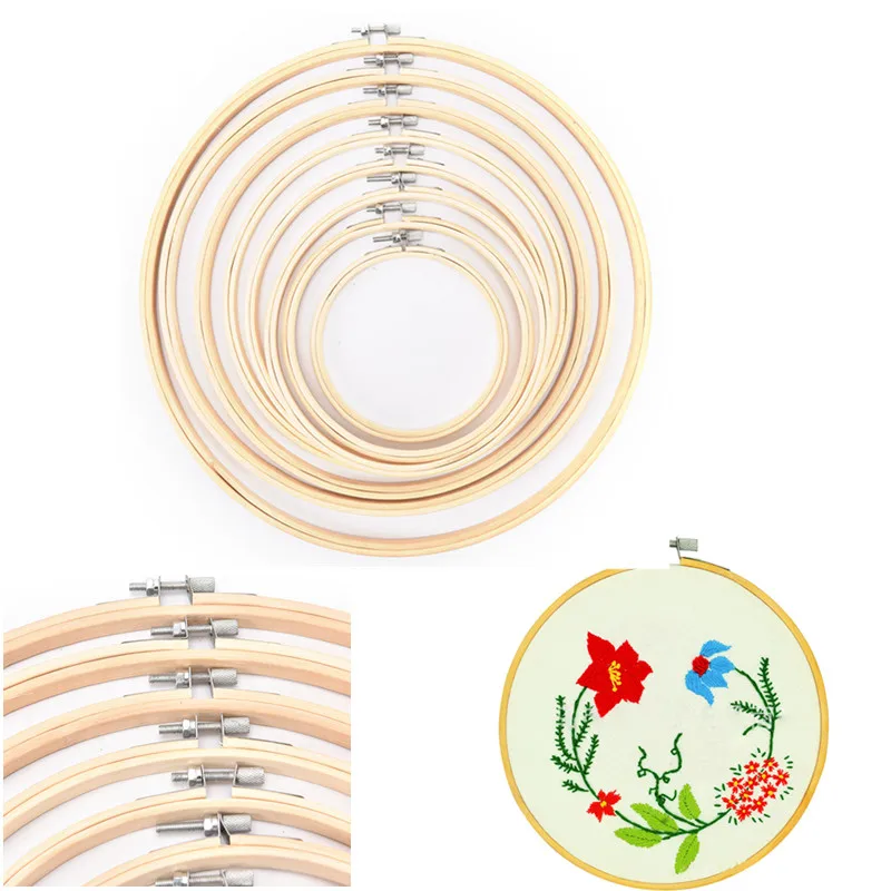 

13/15/18/20/26/ Embroidery Hoops Frame Set Bamboo Wooden Embroidery Hoop Rings for DIY Cross Stitch Needle Craft Tools