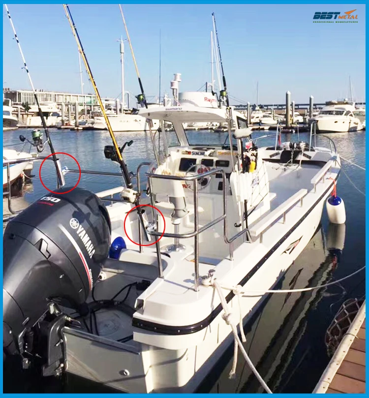 Braçadeira em 3 e 4 a 1 Trilho de Montagem em Aço Vara de Pesca Rack de Suporte de Apoio Apoio do Pólo com a Braçadeira Inoxidável 316 Titular do Pólo com a Polegada Marinha Hardware Barco 9 Montagem em trilho de aço inoxidável 316