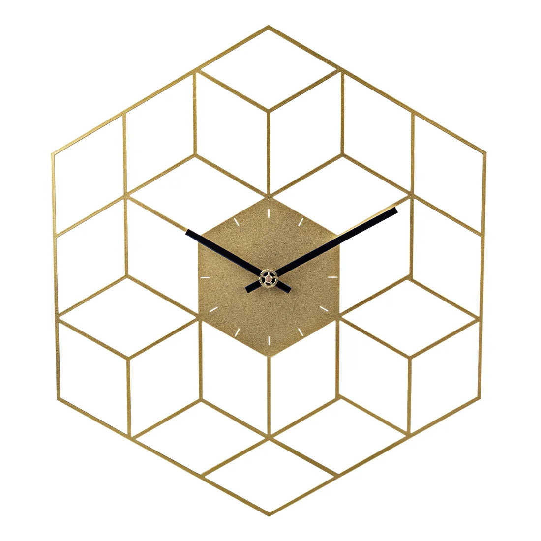 

35 X 40cm Creative Iron Cube Wall Clock Timer Watch Battery Operated Silent Wall Clocks Home Decor Decoration - Scale Golden