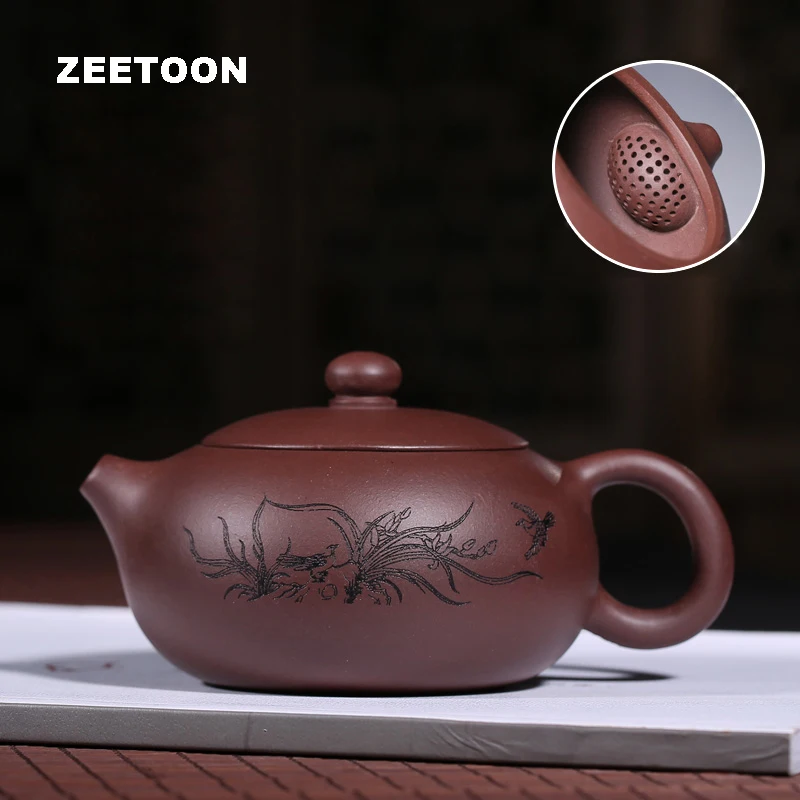 

250cc Authentic Purple Clay Yixing Teapot Chinese Health Care Orchid Bian Xi Shi Pot Zisha Pot Kung Fu Tea Set Tea Pot 188 Holes