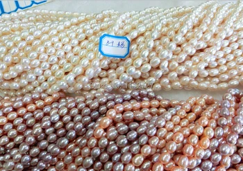 

Rice Shape Romantic Three Color Freshwater Shell Pearl Loose Beads Women Jewelry Natural stone 8-9mm 14inch AAA Wholesale Price