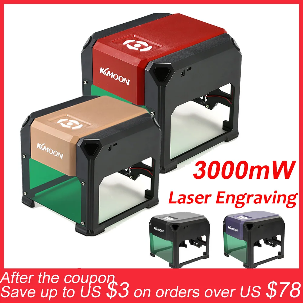 KKmoon 3000mW New High Speed Laser Engraving Machine USB DIY Laser Engraver Printer Automatic Handicraft Wood Burning Tools