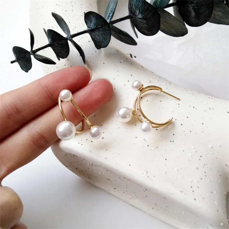 

Korean Temperament C-shaped Pearl Alloy Earrings Simple Fashion Hipster Earrings Female Trendy Sweet Jewelry Accessories Gift