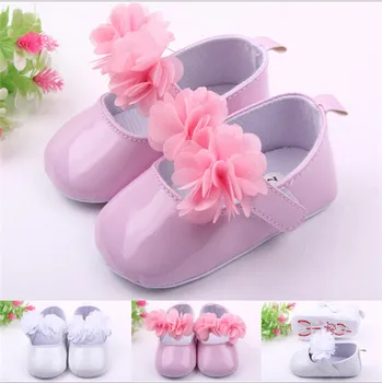 

New Fashion Solid Baby Shoes Antislip First Walkers Toddler Girls Princess Shoes Lovely Flowers Infants Shoes