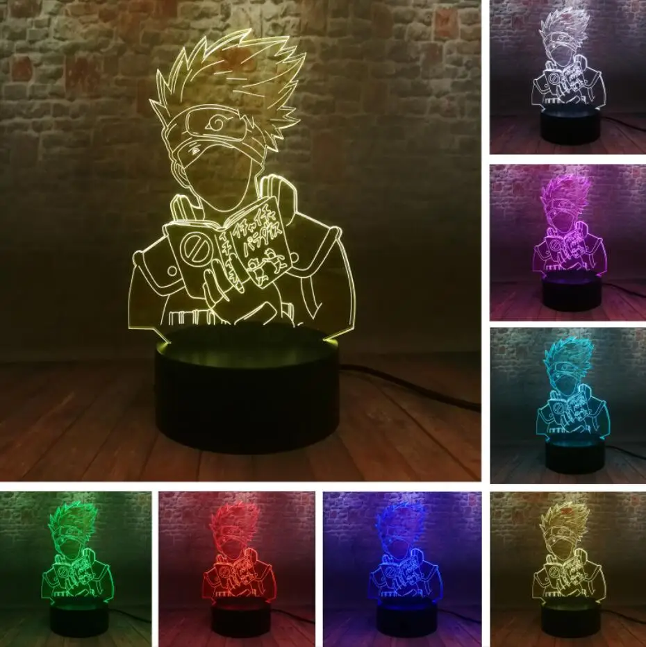 Дом Старк Игра престолов Аниме Наруто группа Какаши Минато Саске одна деталь обезьяна · д · Луффи Зоро RGB светодиодный светильник в ночь игрушка Подарки - Испускаемый цвет: Kakashi