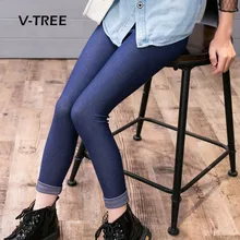 Новые леггинсы для девочек, джинсовые эластичные штаны для девочек-подростков, школьные детские штаны, джинсы, Детские Брендовые брюки для детей 3-10 лет