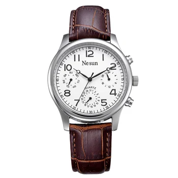 

New Nesun Men's Watches Brand Luxury Quartz Watch Men Multifunctional Wristwatches Genuine Leather reloj hombre clock N8481-2