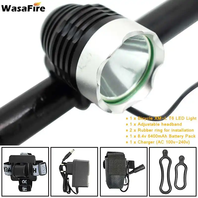 

WasaFire 1800lm XM-L T6 LED 3 Modes Front Bicycle Lights Headlight Fishing Bike Light Camping Flashing Frontlight Headlamp Lamps