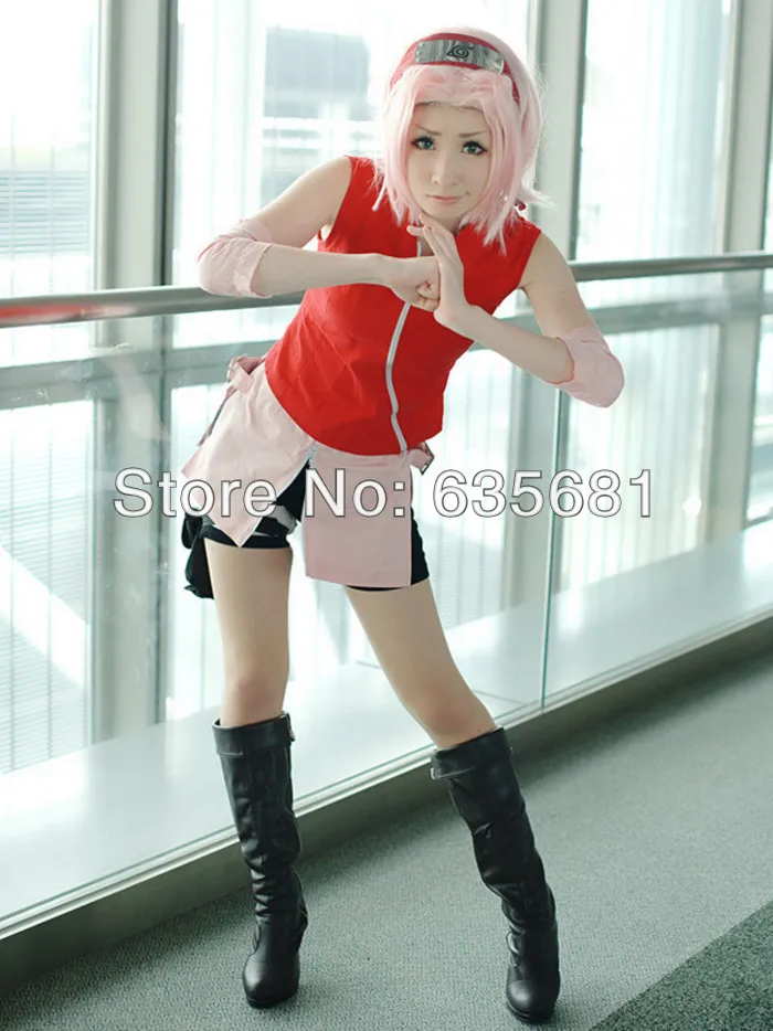 

Cos Cosplay Naruto Haruno Sakura Cosplay Costume Clothing Set Red