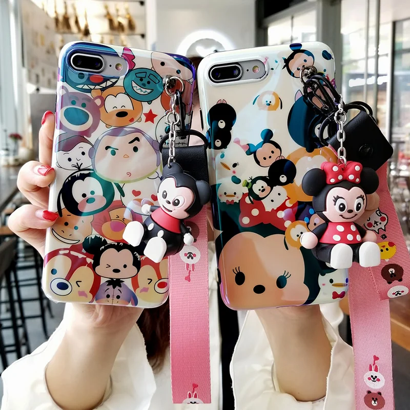 For iPhone XS case 5.8 inch blue light mouse cover for X 8 6 6s plus animal 7 + 3D holder +2 strap |