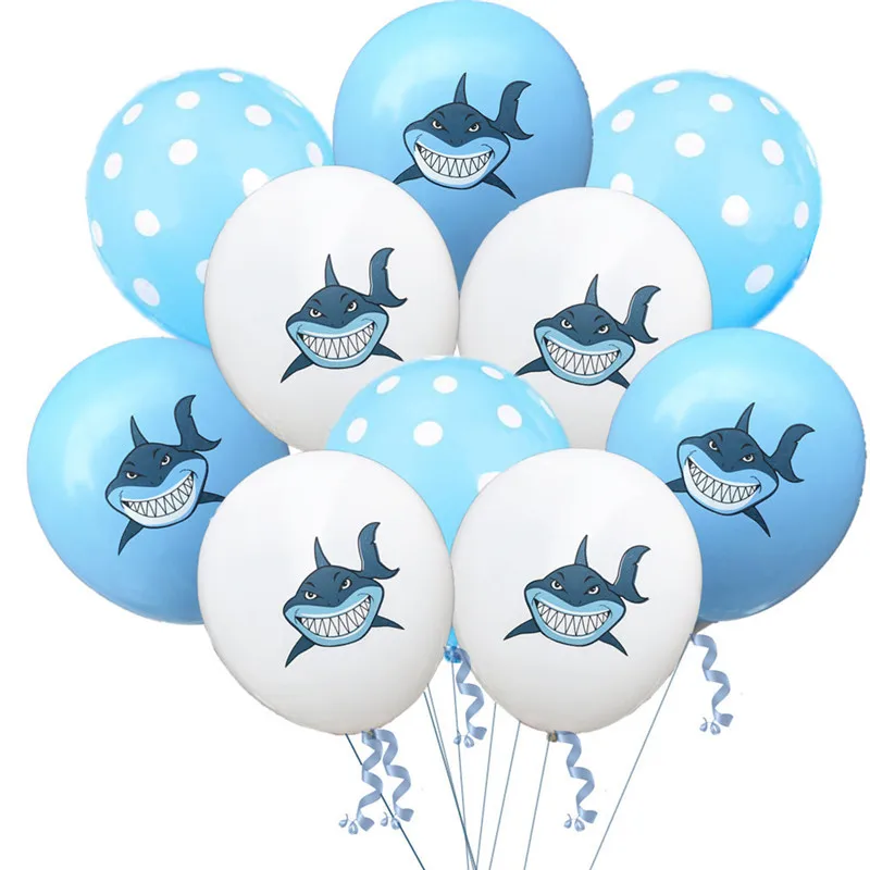 

10pcs 12inch Shark Pattern Latex Balloons Baby Shark Birthday Party Decorations Helium Cartoon Ballon Children's Day