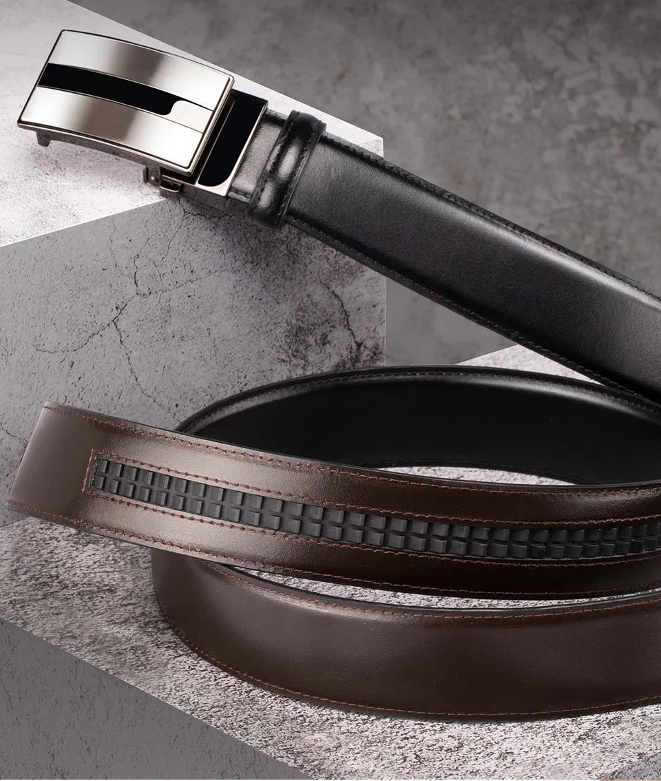 Original xiaomi mijia seven-sided Italian leather men's two-color alloy buckle type automatic buckle belt can cut length  (7)