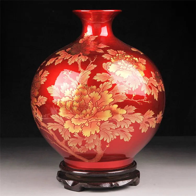 Glazed Peony Flower Ceramic Vases for Home decor porcelain vase ceramic